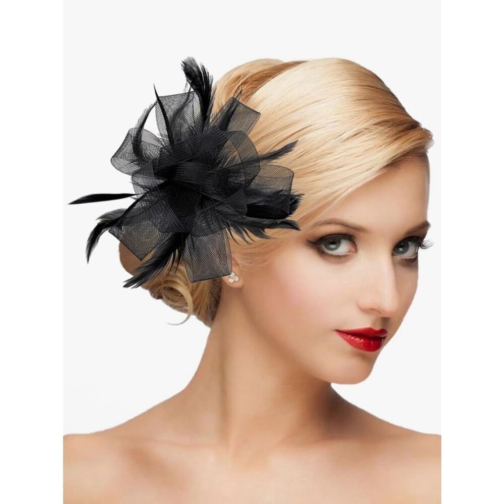 Dressfan Fascinator Black Headband/Clip NWT 20s Wedding Kentucky Derby Tea OS